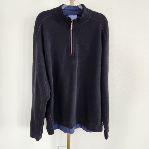 Tommy Bahama Flip Sider Pro Half Zip Pullover Sweater Mens Size 3XL Midnight Oil - Picture 1 of 7